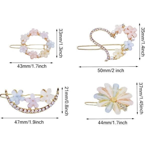 12 Pcs - Rhinestone Flower hair clip Bobby pin hair clip Bling Crystal Love Pins - Picture 3 of 10